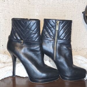 Michael Kors Black Heeled Boots with Quilted Design